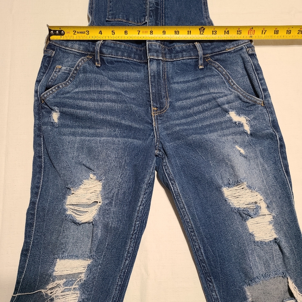 Hollister Women's Super Skinny Dark Wash Denim Crop Overalls sz M - Picture 5 of 9
